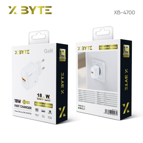 Xbyte XB-4700 18W QC Super Fast Charger EU USB Wall Charger