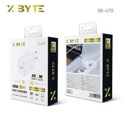 Xbyte XB-4712 45W GaN USB-C Schnellladegerät Set mit Kabel – EU Stecker