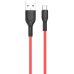 Xbyte XB-4729 U-Form USB-A auf USB-C Kabel 1m – Liquid Silicone Rot