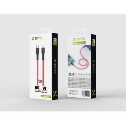Xbyte XB-4731 U-Form USB-C auf USB-C Kabel 1m 60W – Liquid Silicone Rot