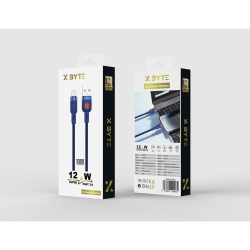 Xbyte XB-4733 USB-A auf Lightning Kabel 1m 12W – Blau, Nylon & Aluminium