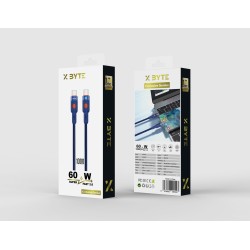 Xbyte XB-4734 USB-C auf USB-C Kabel 1m 60W – Blau, Nylon & Aluminium