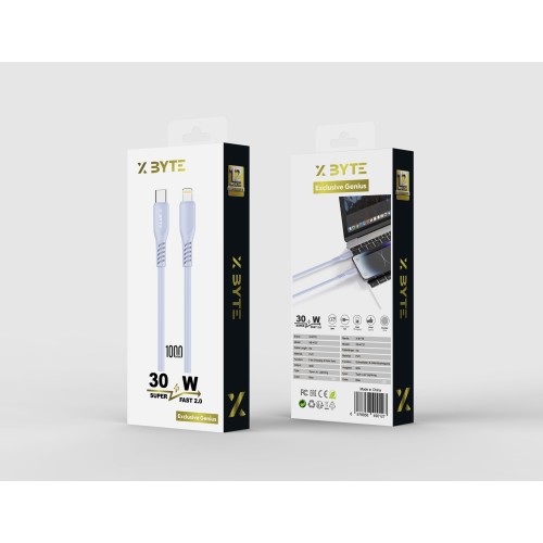 Xbyte XB-4737 USB-C auf Lightning Kabel 1m 30W – Blau, PVC