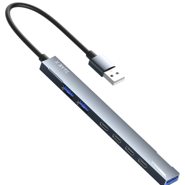 Xbyte XB-4738 7-in-1 USB Hub Adapter – USB-A auf USB 3.0 / 5× USB 2.0 / Type-C