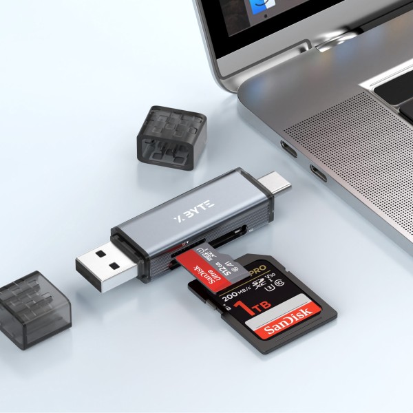 Xbyte XB-4739 2in1 USB-A & USB-C Kartenleser – TF / SD (bis 2TB)