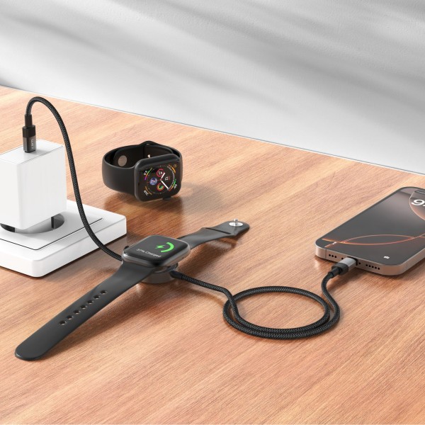 Xbyte XB-4740 2in1 USB-C Kabel mit Apple Watch Wireless Charger 1m 60W