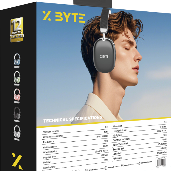 Xbyte XB-4751 Bluetooth Kopfhörer – 12h Laufzeit mit Mikrofon & TF-Karte
