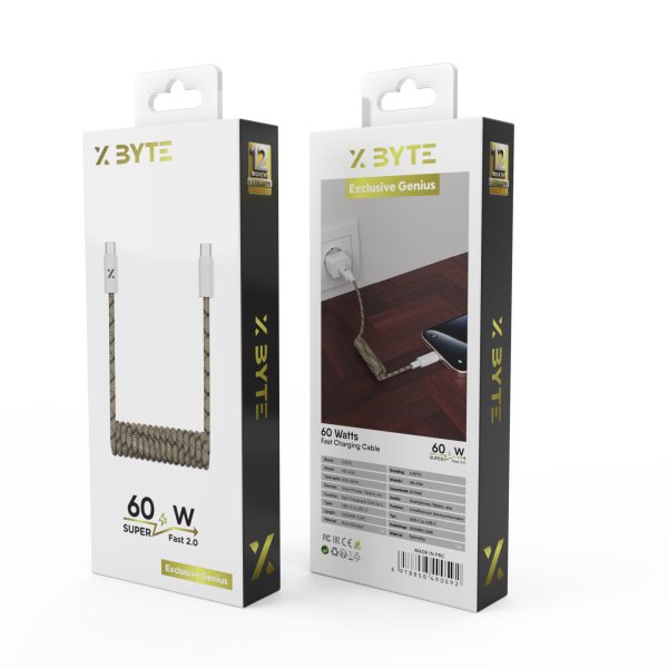 Xbyte XB-4764 Spiral Schnellladekabel 1m 3A – PVC & Nylon