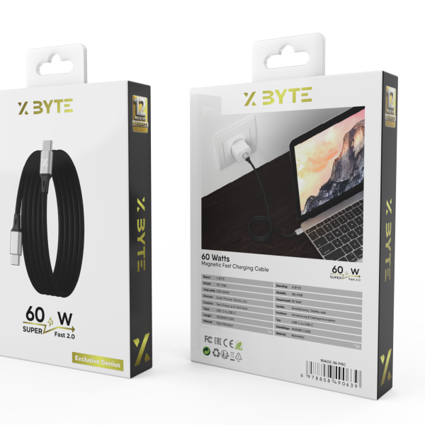 Xbyte XB-4768 Magnetisches USB Ladekabel 1m 3A – Nylon & Aluminium