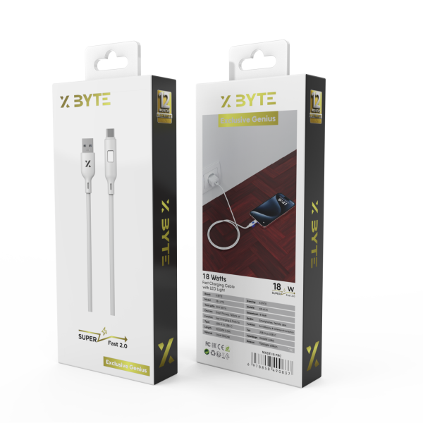 Xbyte XB-4770 LED USB Ladekabel 1m 18W – Silicone