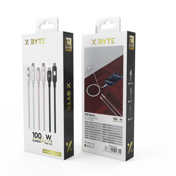 Xbyte XB-4771 LED USB-C Schnellladekabel 1m 100W – Silicone