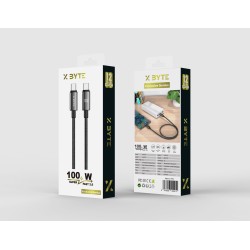 Xbyte XB-4778 USB-C auf USB-C Kabel 1m 100W – Geflochten & TPE Schwarz