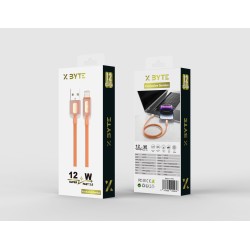 Xbyte XB-4780 USB-A auf Lightning Kabel 1m 12W – Transparent & Silicone Orange