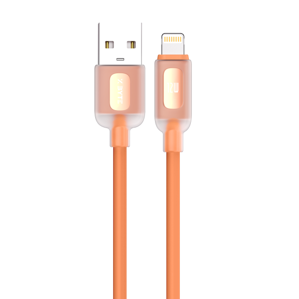 Xbyte XB-4780 USB-A auf Lightning Kabel 1m 12W – Transparent & Silicone Orange
