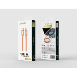 Xbyte XB-4781 USB-C auf USB-C Kabel 1m 100W – Transparent & Silicone Orange