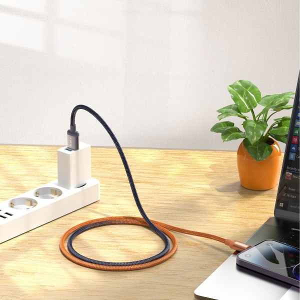 Xbyte XB-4782O USB-A auf Lightning Kabel 1m 12W – Geflochten Orange