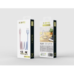 Xbyte XB-4782P USB-A auf Lightning Kabel 1m 12W – Geflochten Pink