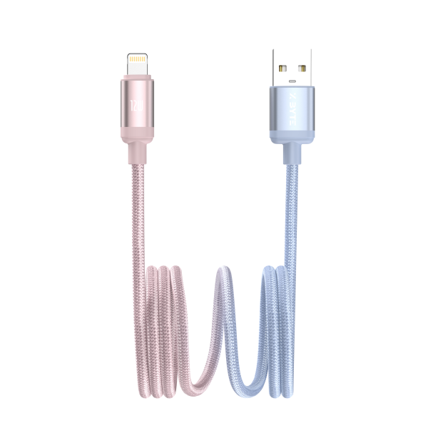Xbyte XB-4782P USB-A auf Lightning Kabel 1m 12W – Geflochten Pink