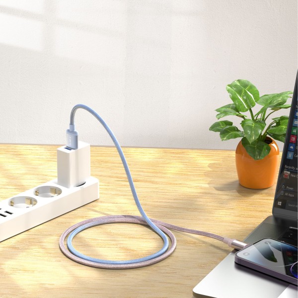 Xbyte XB-4782P USB-A auf Lightning Kabel 1m 12W – Geflochten Pink