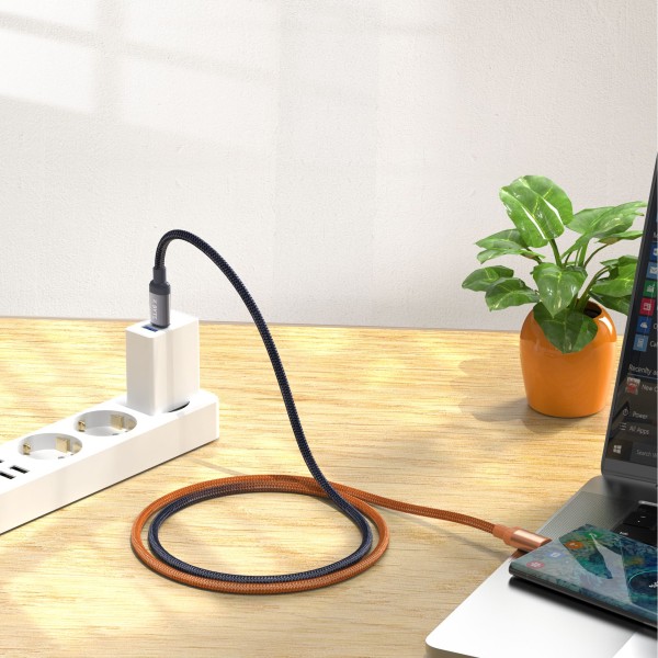 Xbyte XB-4783O USB-C auf USB-C Kabel 1m 60W – Geflochten Orange