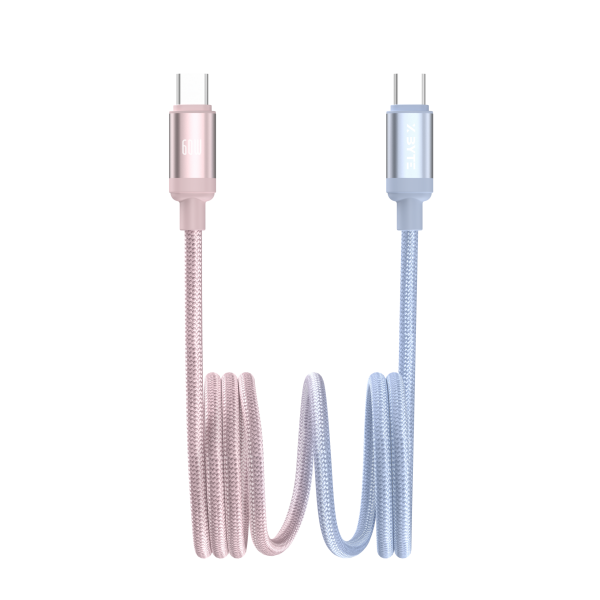 Xbyte XB-4783P USB-C auf USB-C Kabel 1m 60W – Geflochten Pink
