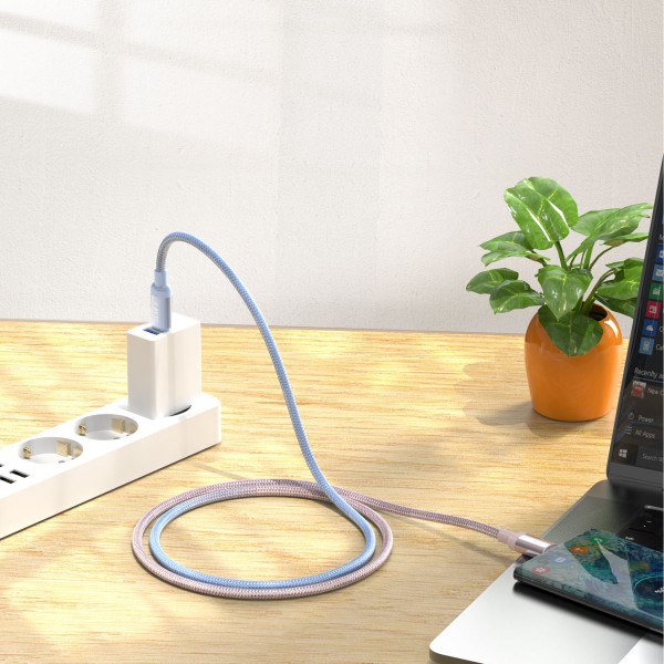 Xbyte XB-4783P USB-C auf USB-C Kabel 1m 60W – Geflochten Pink