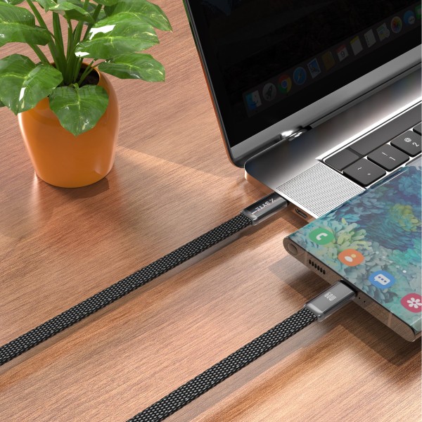 Xbyte XB-4784B USB-C auf USB-C Kabel 1m 60W – Geflochten Schwarz