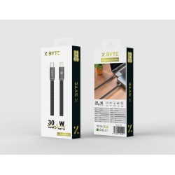 Xbyte XB-4785B USB-C auf Lightning Kabel 1m 30W – Flach Geflochten Schwarz