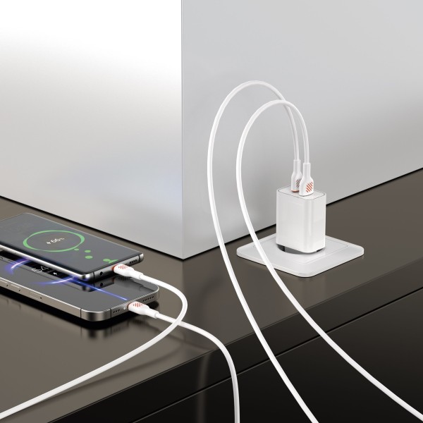 Xbyte XB-4807 USB-C & USB-A Schnellladegerät Set 30W – PD QC Charger + C-C Kabel EU