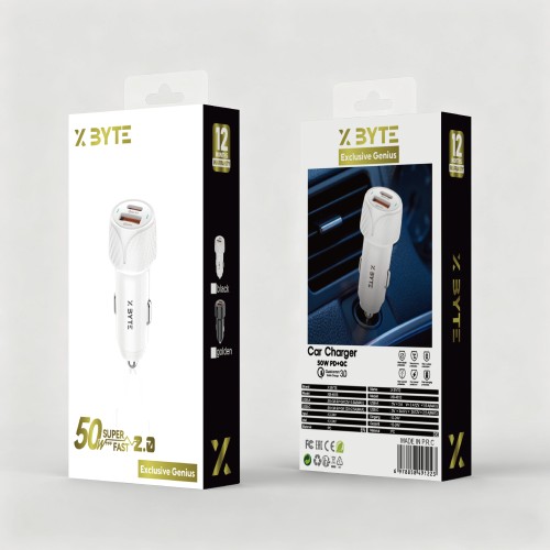 Xbyte XB-4813 Auto Ladegerät 50W – PD 30W + USB 20W Schnelllader