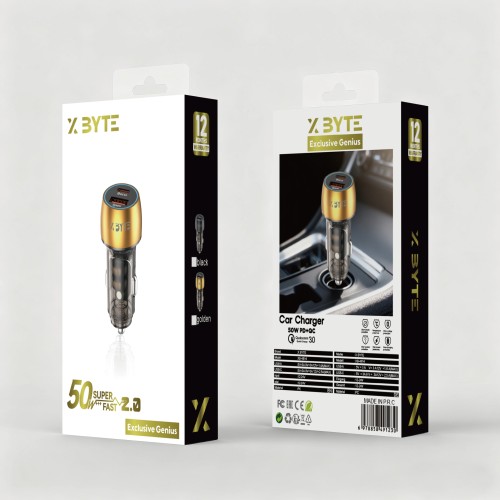 Xbyte XB-4814 Auto Ladegerät 50W – Metall & Kunststoff, PD 30W + USB 20W