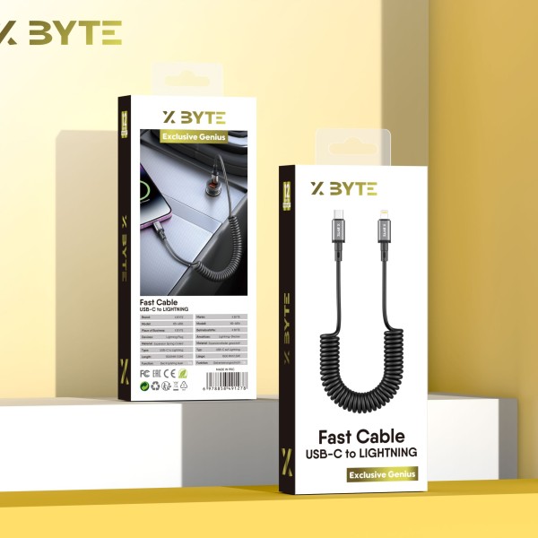 Xbyte XB-4816 USB-C auf Lightning Spiralkabel 1.5m – iPhone Federkabel