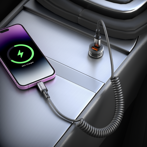 Xbyte XB-4816 USB-C auf Lightning Spiralkabel 1.5m – iPhone Federkabel